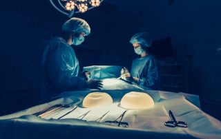 Two Doctors Performing a Breast Augmentation Surgery